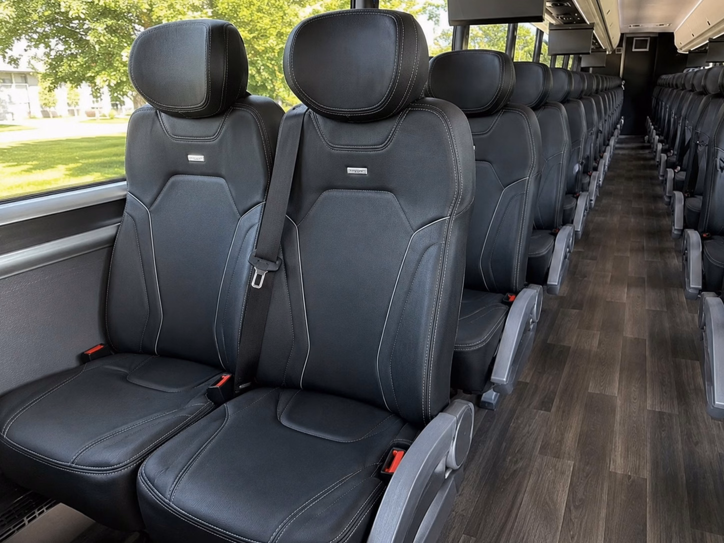 shelby charter bus rental interior